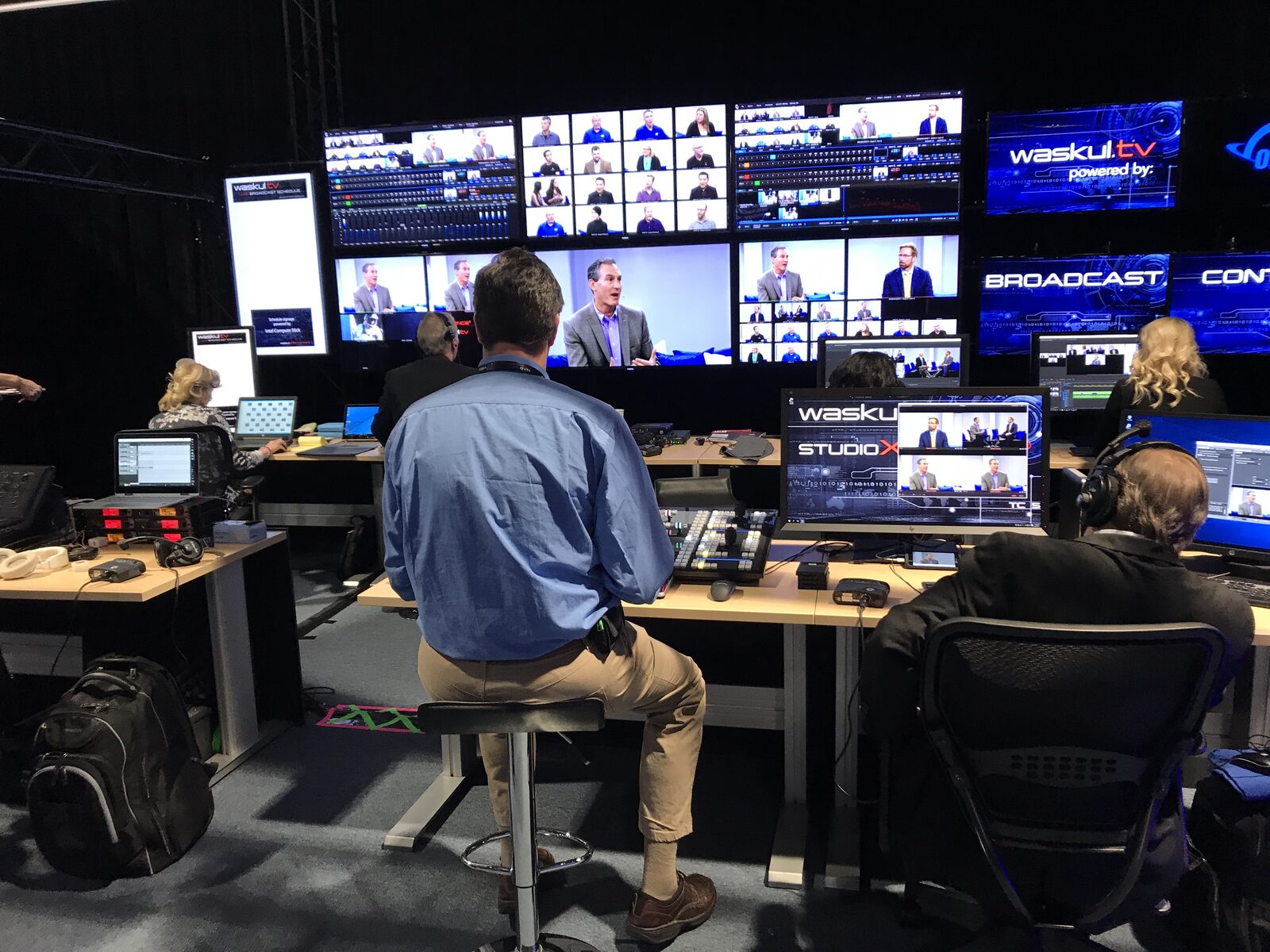 Control room, minutes to air.